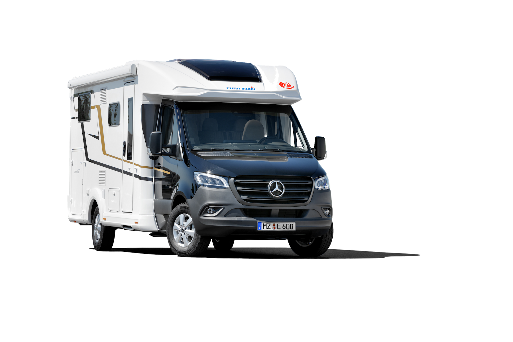 Seitenansicht eines Wohnmobils.